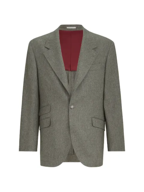 Brunello Cucinelli virgin wool flannel Cavallo Tailor blazer with metal buttons