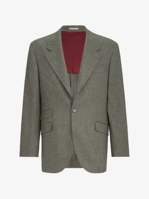 Brunello Cucinelli virgin wool flannel Cavallo Tailor blazer with metal buttons