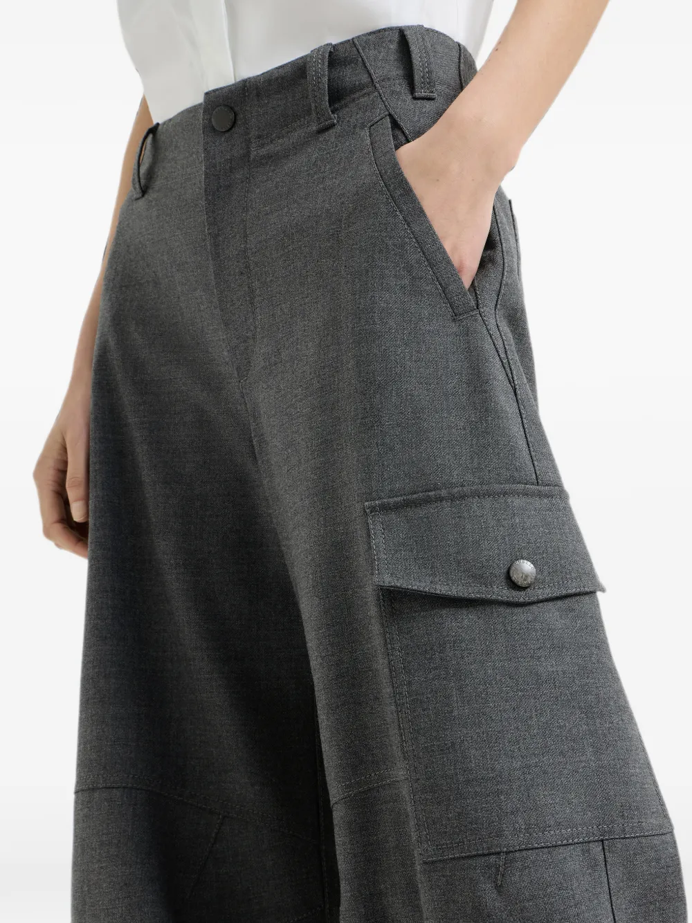 Brunello Cucinelli Twill wollen cargo broek met monili Grijs