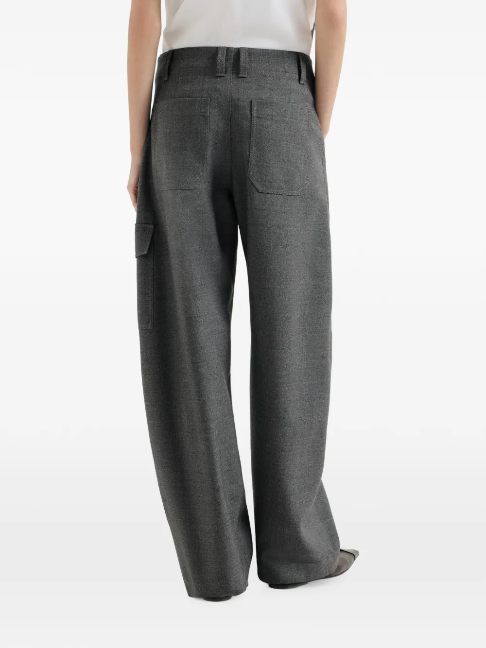 Brunello Cucinelli Twill wollen cargo broek met monili Grijs