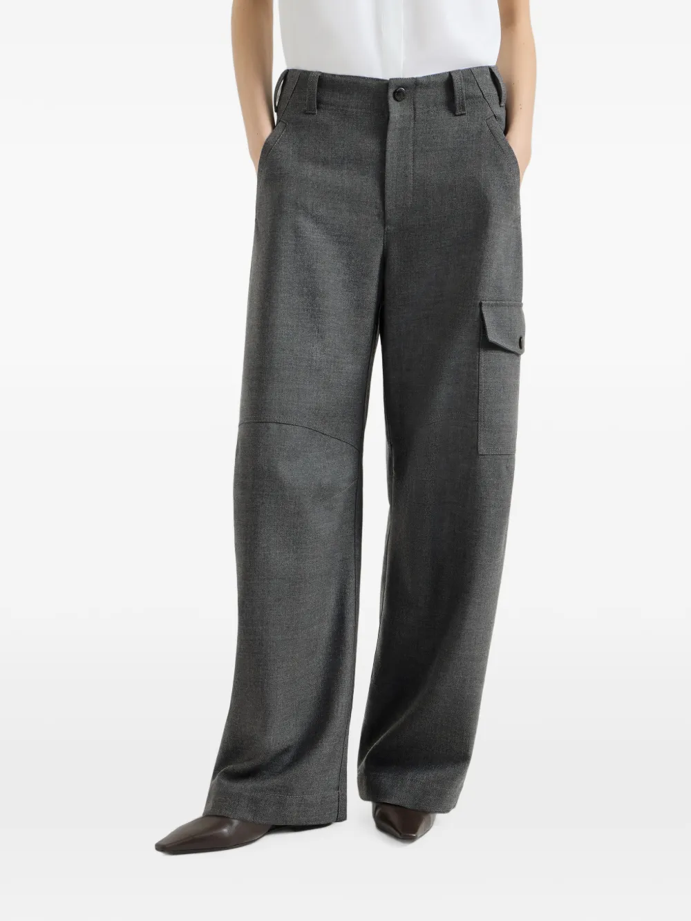 Brunello Cucinelli Twill wollen cargo broek met monili Grijs