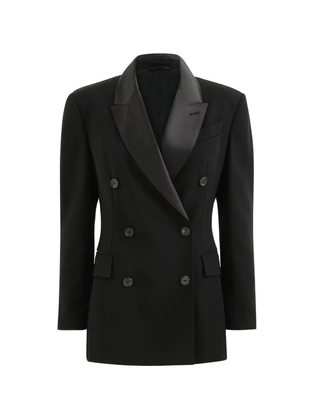 Brunello Cucinelli viscose and virgin wool tuxedo jacket with Monili - Schwarz