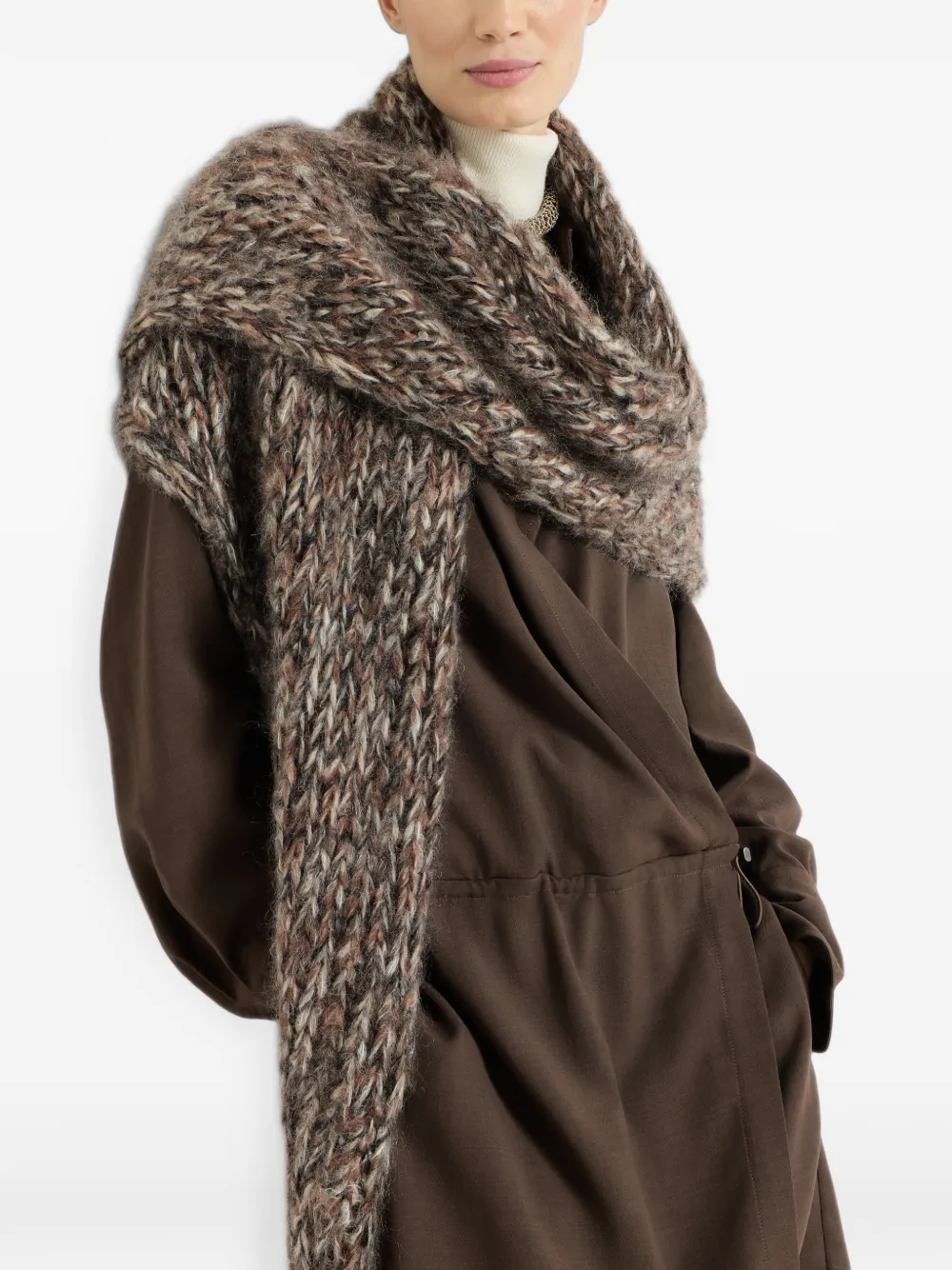 Brunello Cucinelli Mohair gebreide sjaal Bruin