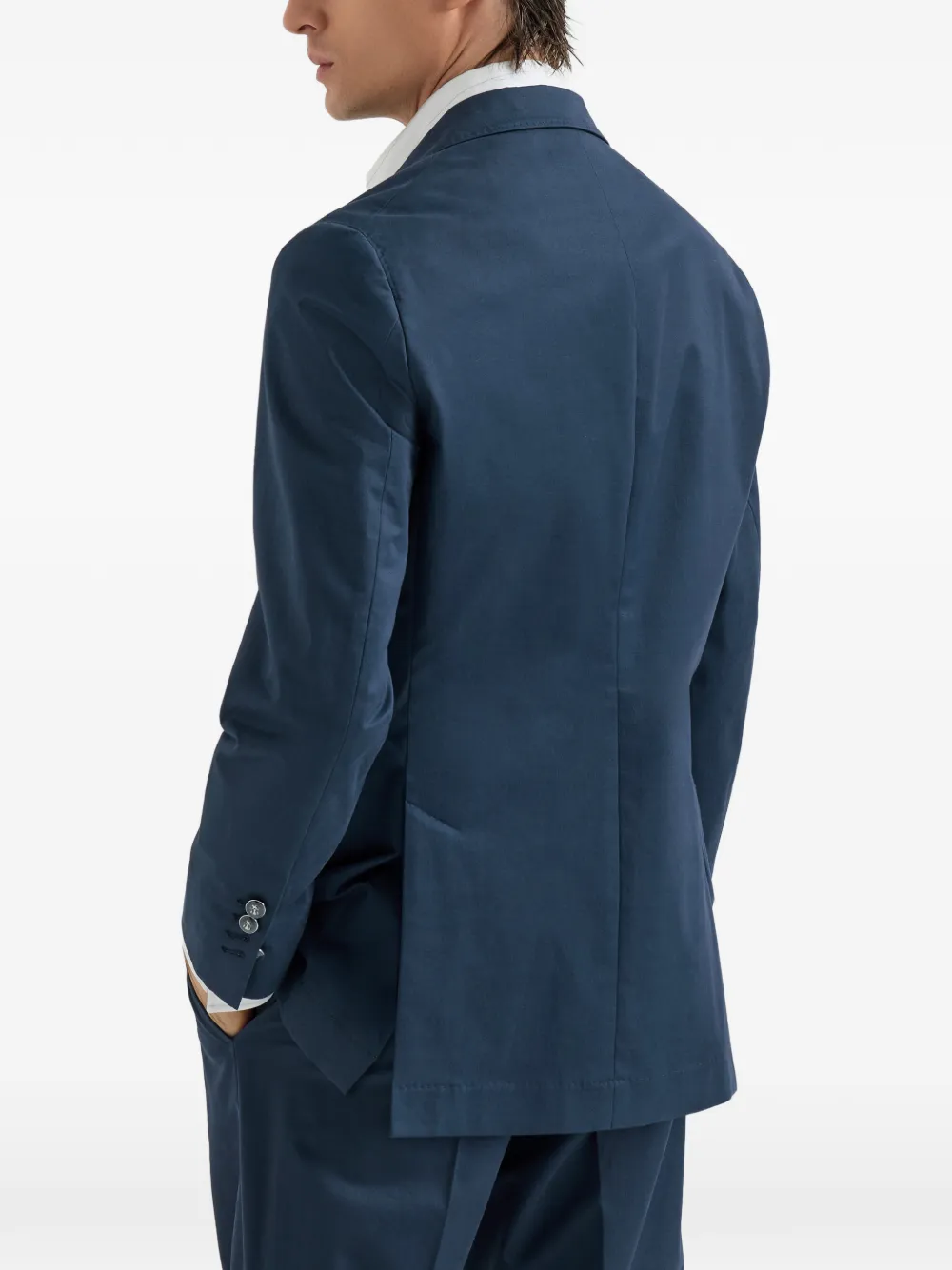 Brunello Cucinelli gabardine Cavallo blazer Blauw