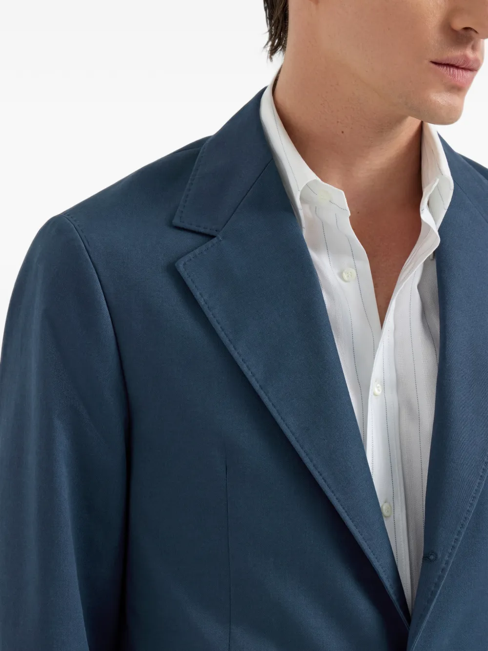 Brunello Cucinelli gabardine Cavallo blazer Blauw