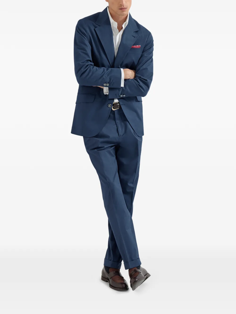Brunello Cucinelli gabardine Cavallo blazer Blauw