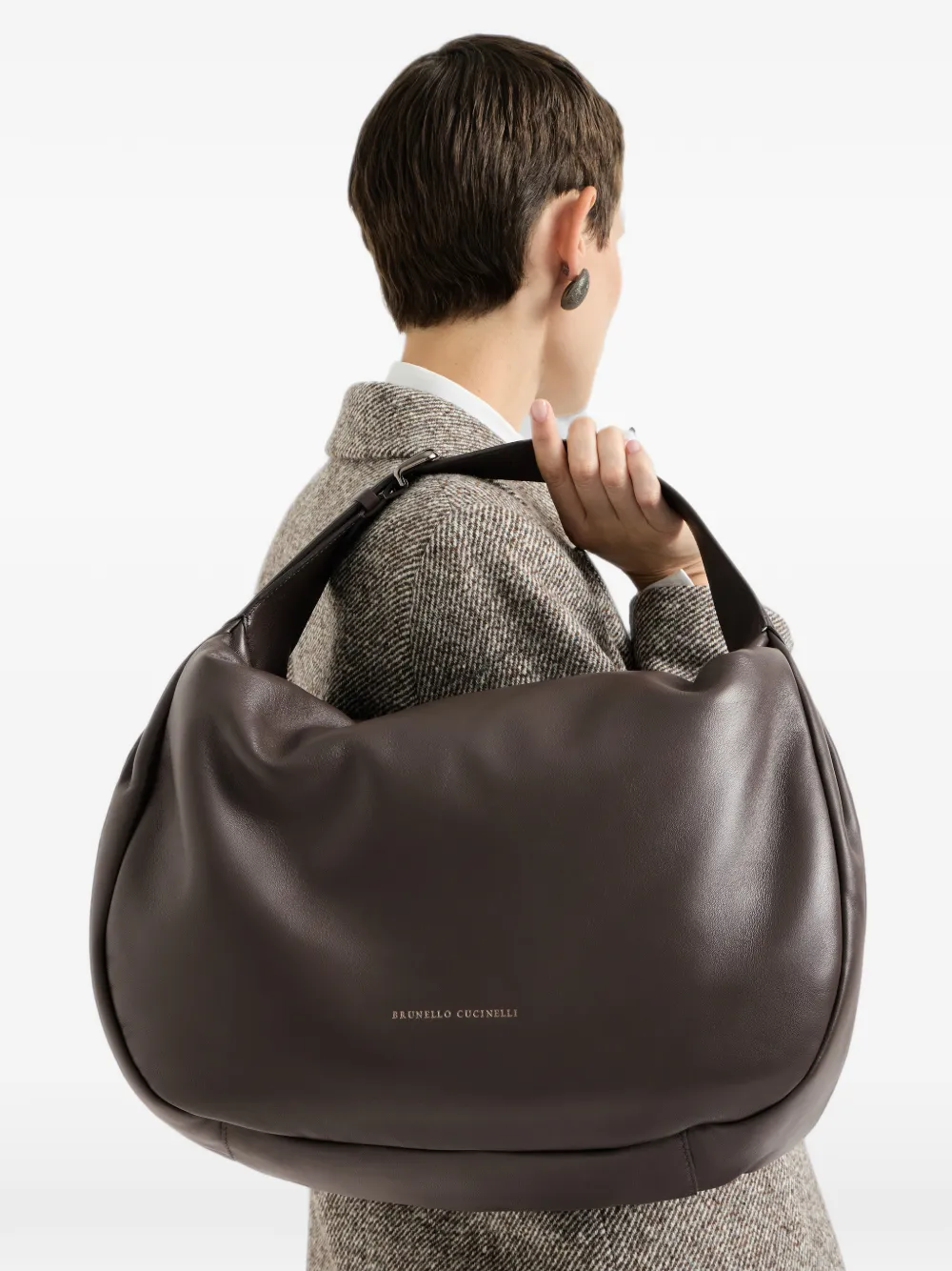 Brunello Cucinelli Boule nappa leren tas Bruin