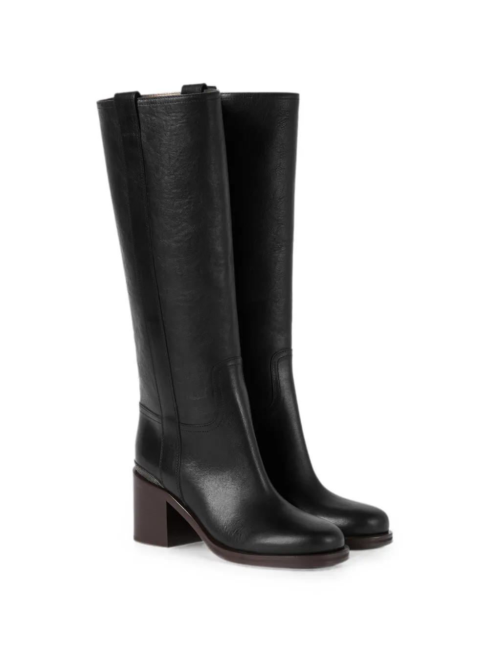 Brunello Cucinelli Leren laarzen met kostbaar detail Zwart