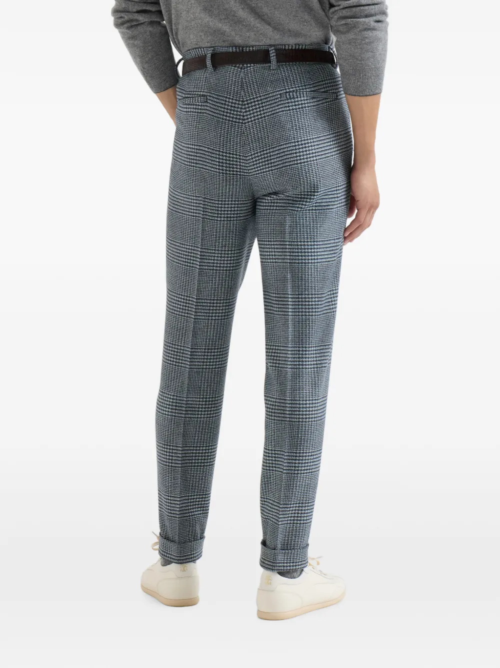 Brunello Cucinelli Prince of Wales flanellen broek met plooien Blauw