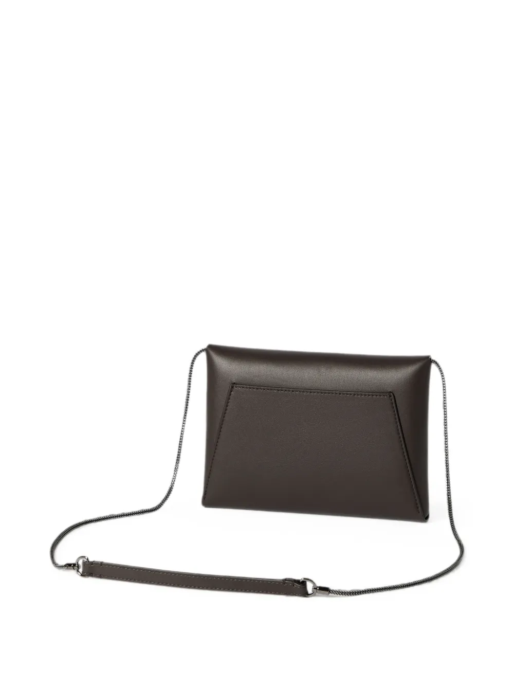 Brunello Cucinelli Duo pochette van kalfsleer met ketting Bruin