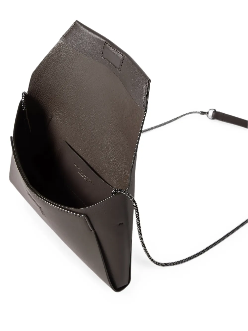 Brunello Cucinelli Duo pochette van kalfsleer met ketting Bruin