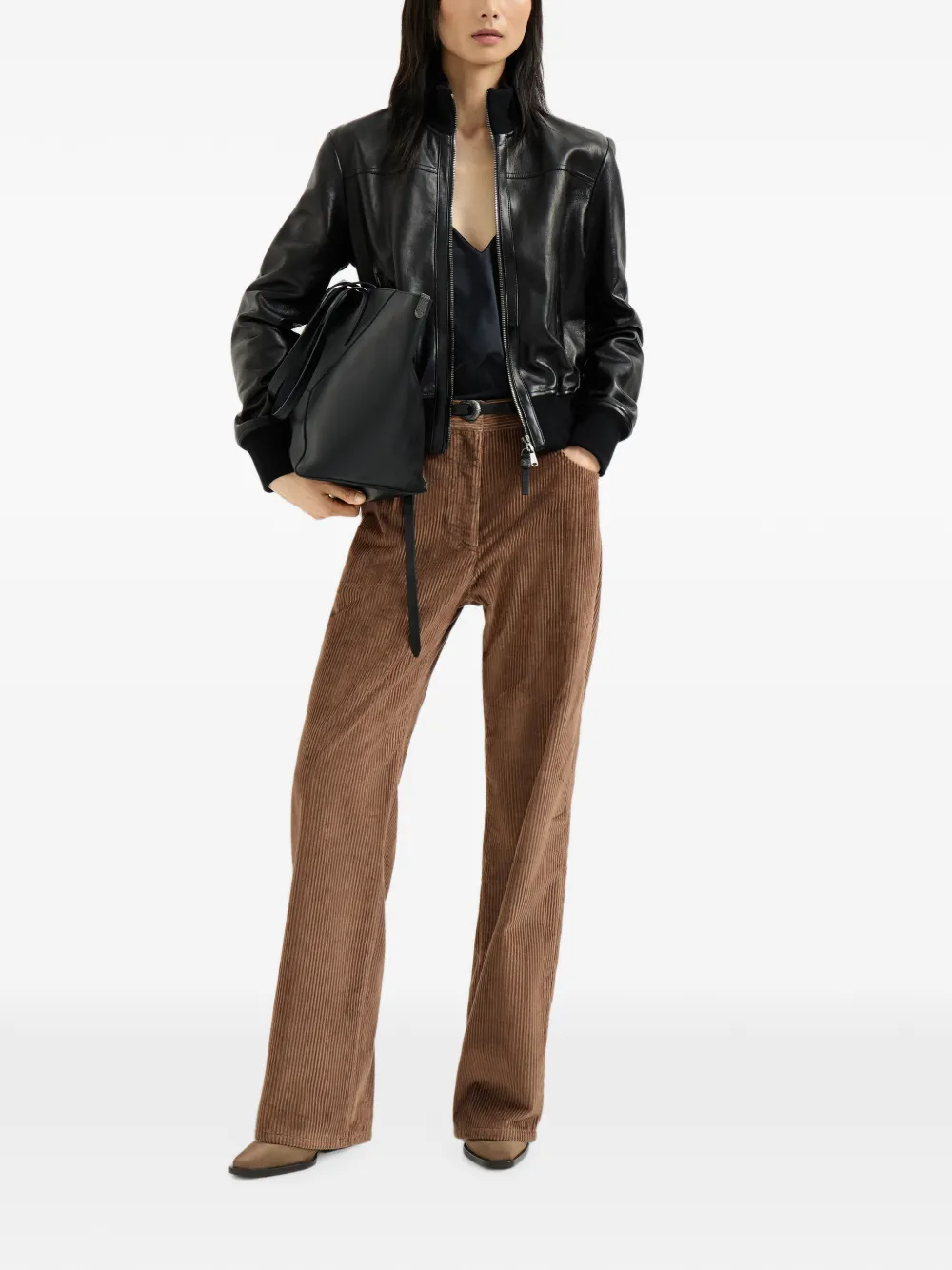 Brunello Cucinelli cotton corduroy straight five-pocket trousers with Monili Bruin