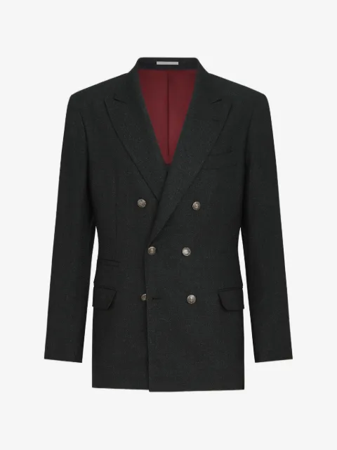 Brunello Cucinelli blazer en sergé de laine vierge à boutonnière et demie avec boutons en métal