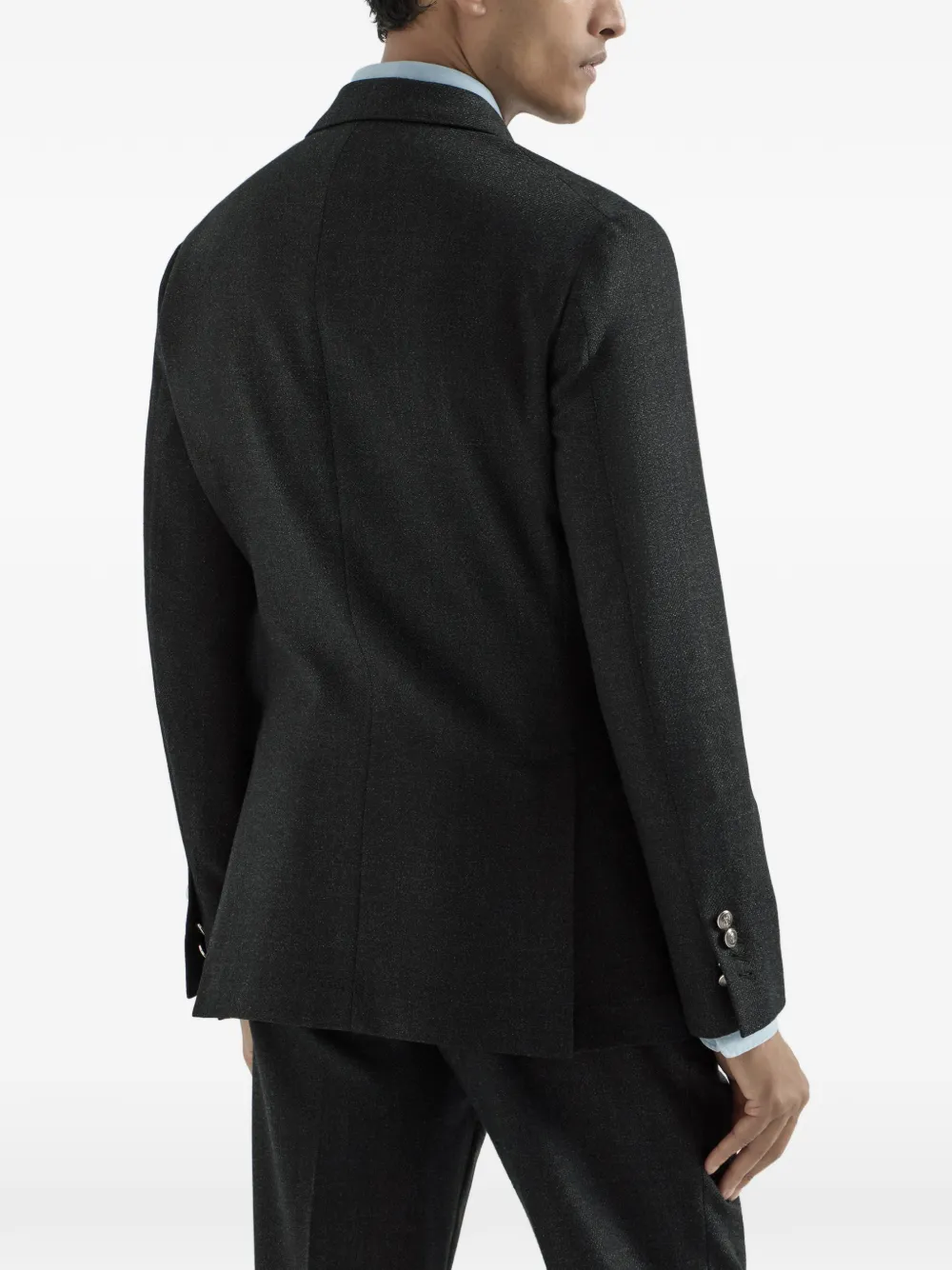 Brunello Cucinelli Mouliné scheerwol twill gedeconstrueerde blazer met anderhalve rij knopen Grijs
