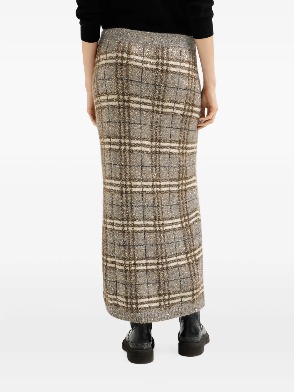 Brunello Cucinelli Prince of Wales gebreide rok Grijs