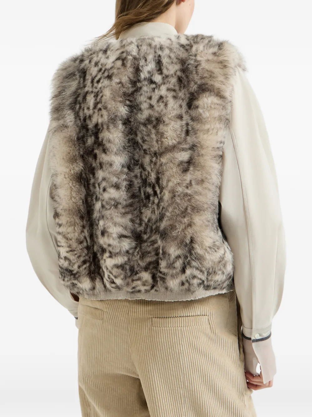 Brunello Cucinelli Lammy omkeerbare top met lynx-effect Beige
