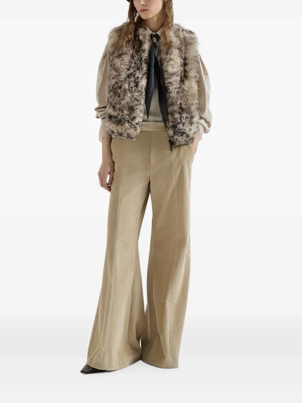 Brunello Cucinelli Lammy omkeerbare top met lynx-effect Beige