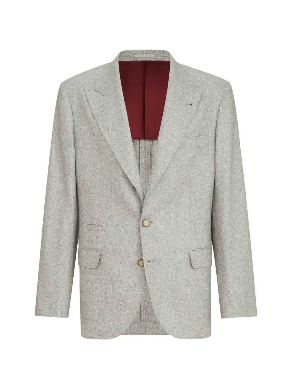 Brunello Cucinelli silk and cashmere cavalry tweed deconstructed blazer with large peak lapels - Grau