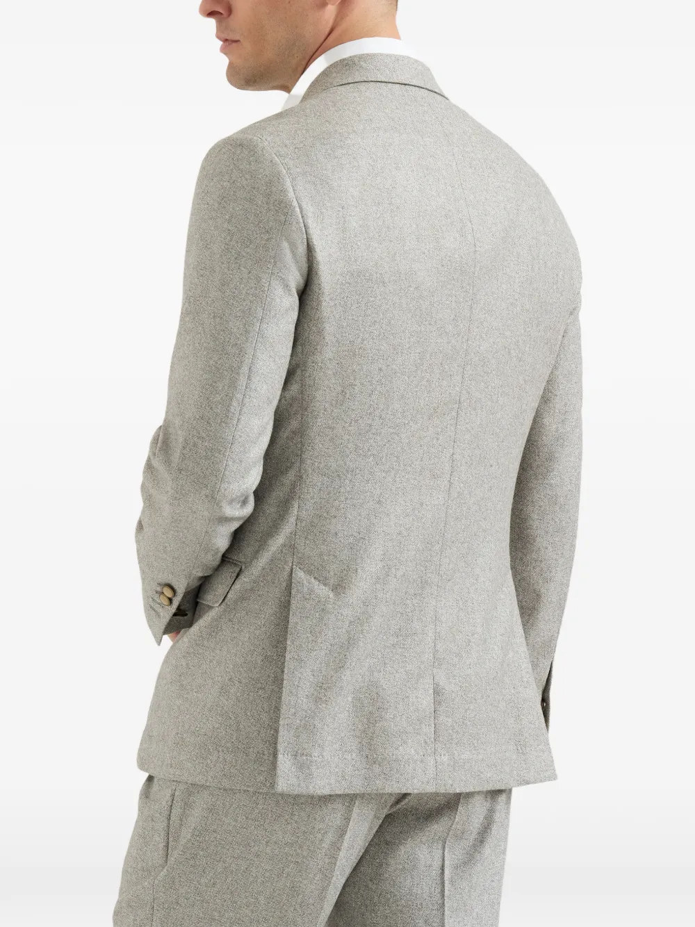 Brunello Cucinelli silk and cashmere cavalry tweed deconstructed blazer with large peak lapels Grijs
