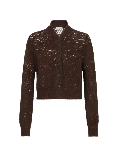 Brunello Cucinelli lace flowers cardigan in sparkling mohair and virgin wool