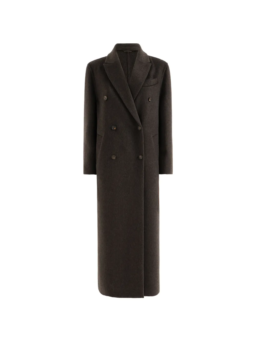 Brunello Cucinelli hand-crafted coat in cashmere double beaver cloth with Monili - Marrone