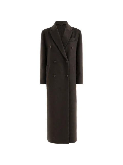 Brunello Cucinelli hand-crafted coat in cashmere double beaver cloth with Monili