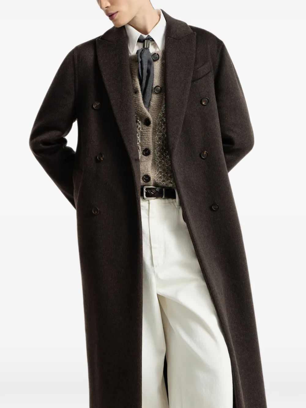 Brunello Cucinelli Jas van kasjmier met Monili Bruin