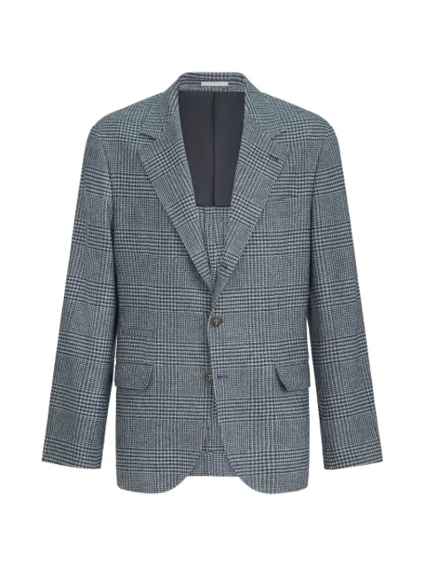 Brunello Cucinelli blazer déstructuré en flanelle de laine et cachemire à carreaux Prince-de-Galles avec boutons en métal