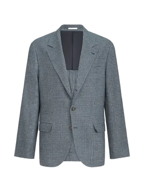 Brunello Cucinelli blazer de lana y cachemira cuadros príncipe de Gales con botones de metal
