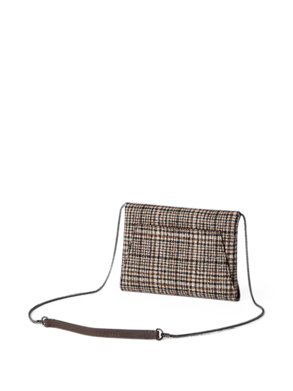 Brunello Cucinelli Duo pochette van waterbestendige alpaca en wol met ketting Beige