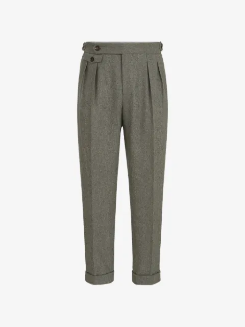 Brunello Cucinelli pantalones de franela de lana virgen con pinzas y trabillas