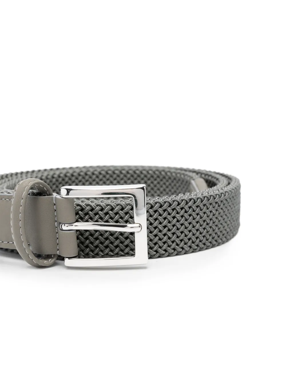 Kiton Gevlochten riem met leren afwerking Grijs