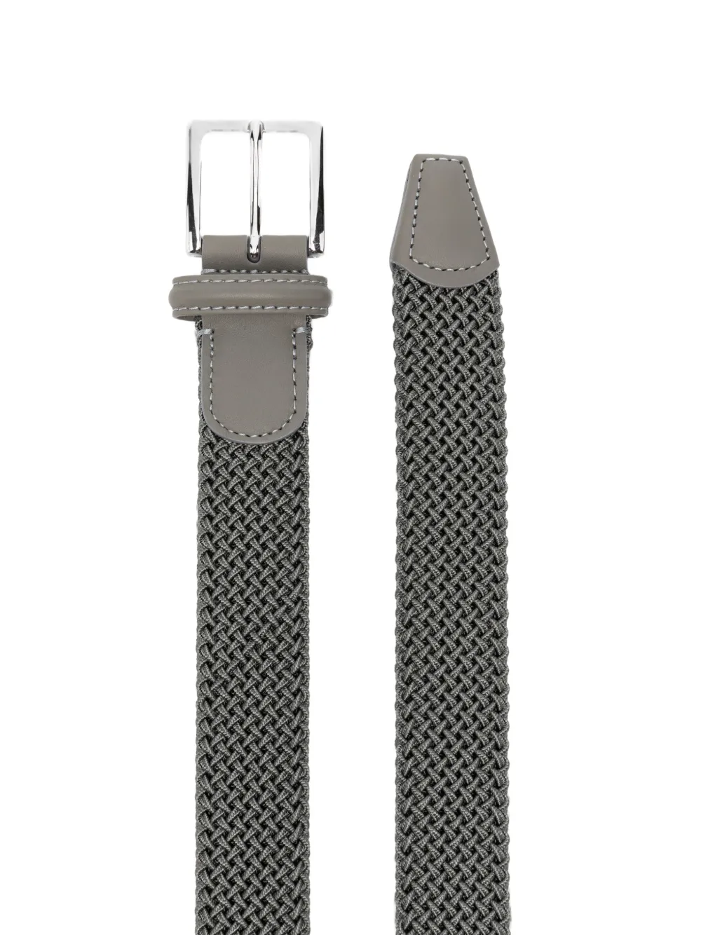 Kiton Gevlochten riem met leren afwerking Grijs