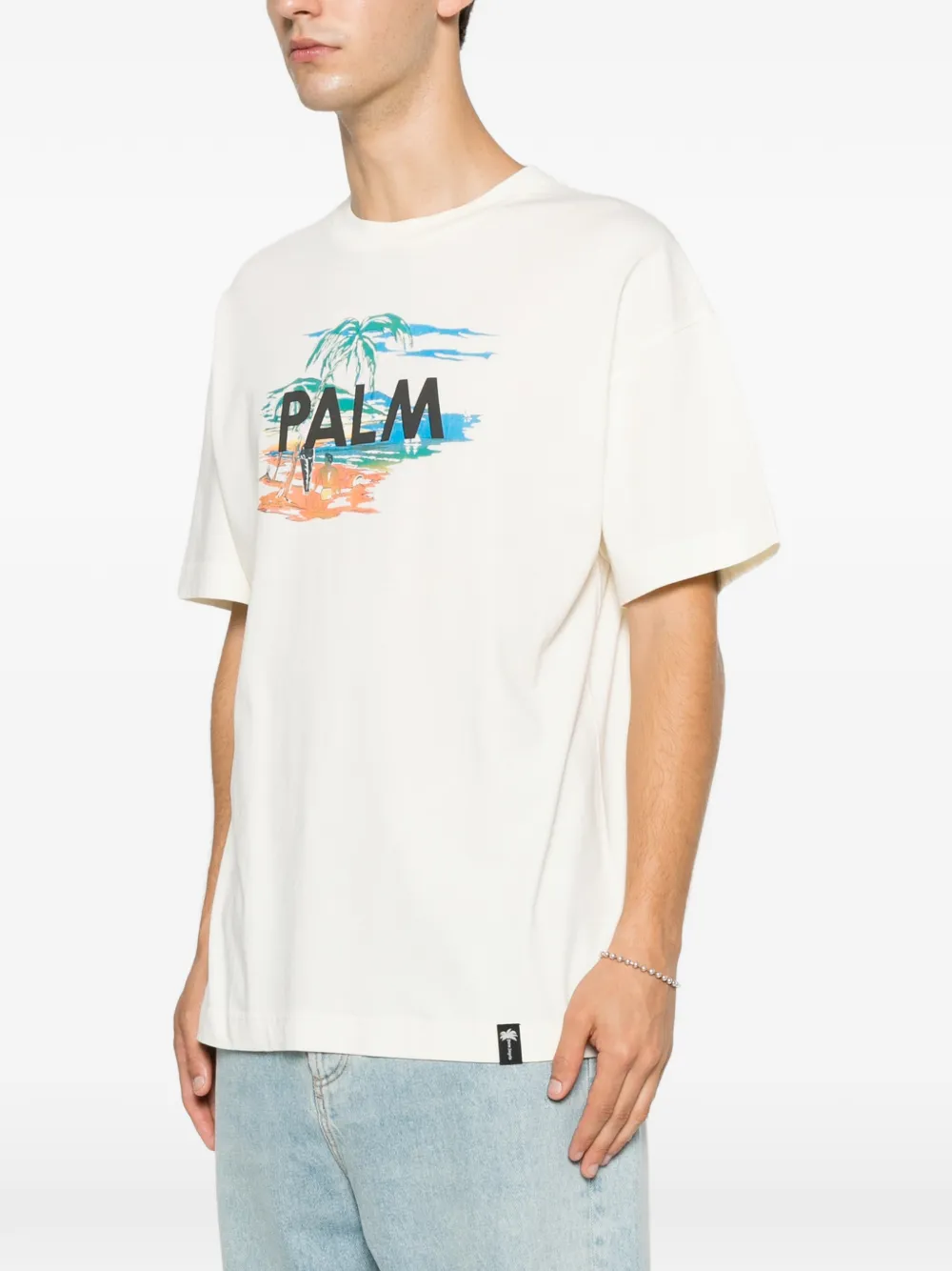 Palm Angels T-shirt met grafische print Beige