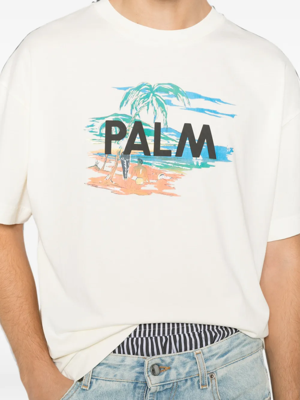 Palm Angels T-shirt met grafische print Beige