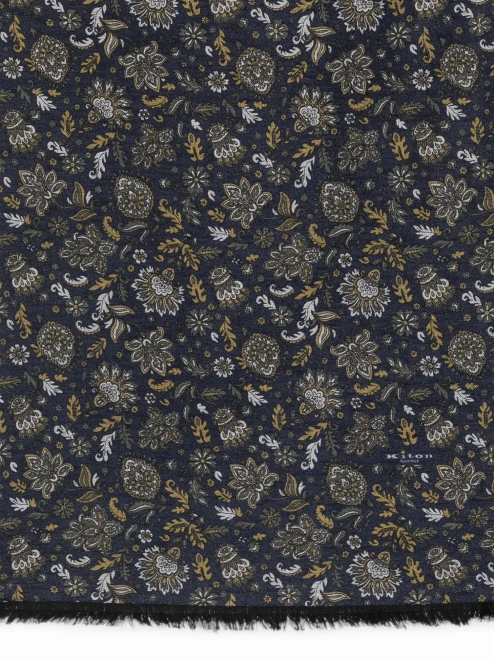 Kiton Sjaal met franje en paisley-print Blauw