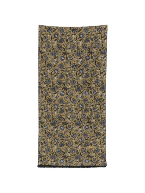 Kiton floral-print frayed-edge scarf