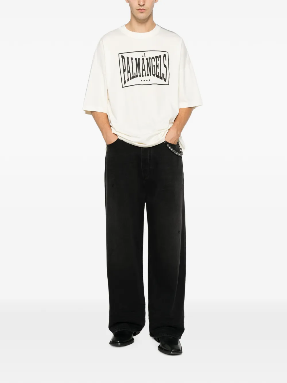 Palm Angels T-shirt met logoprint Beige