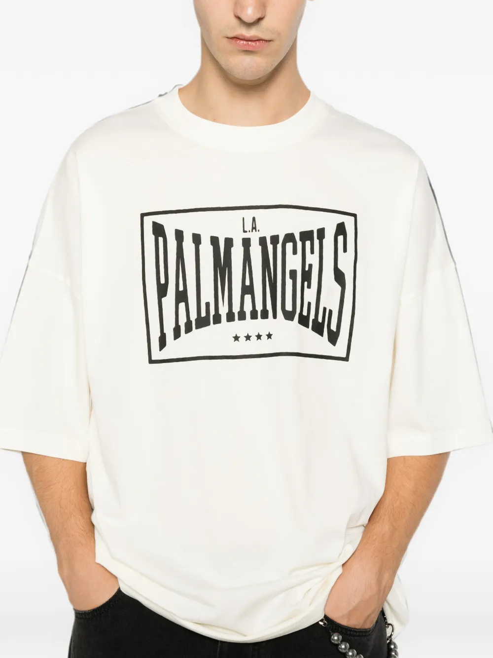 Palm Angels T-shirt met logoprint Beige
