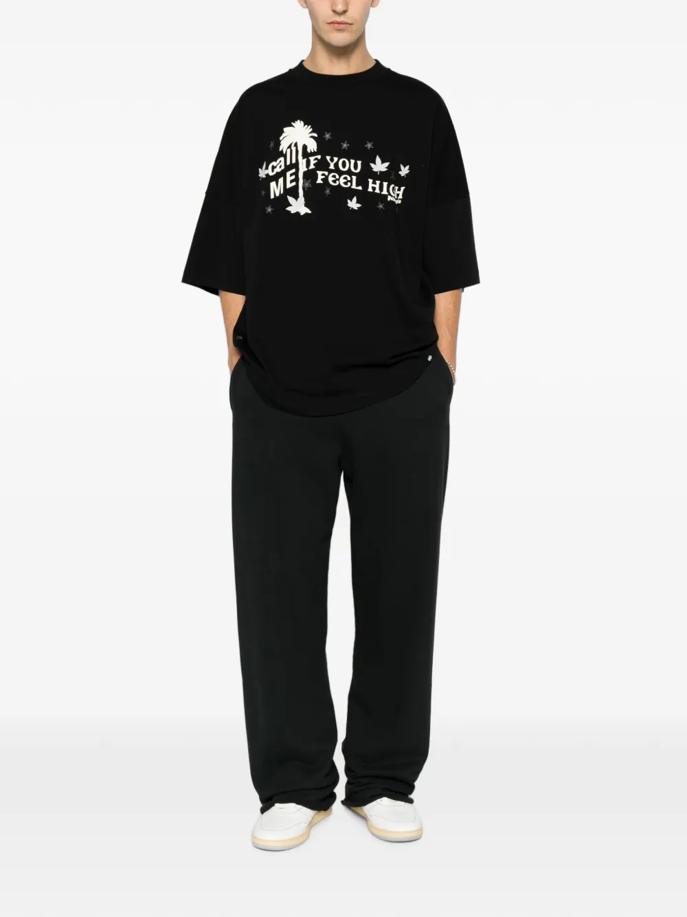 Palm Angels T-shirt met grafische print Zwart