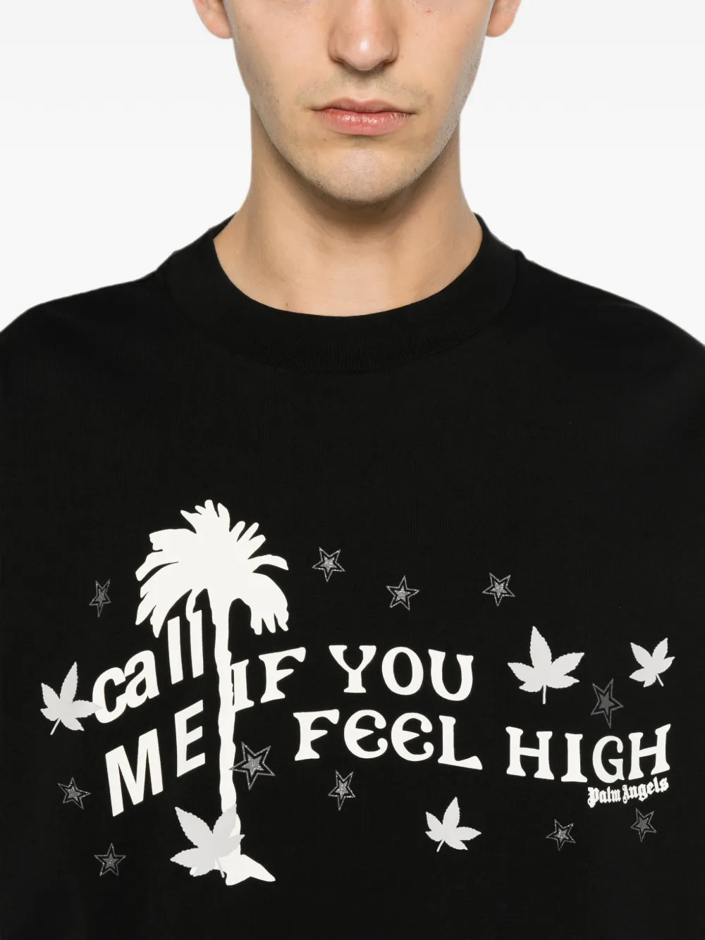 Palm Angels T-shirt met grafische print Zwart
