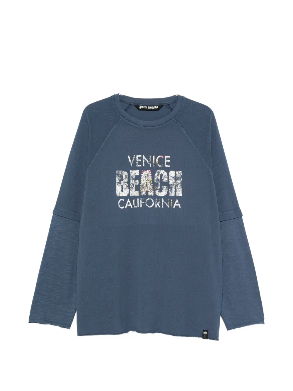Palm Angels slogan-print raglan-sleeve T-shirt - Blau