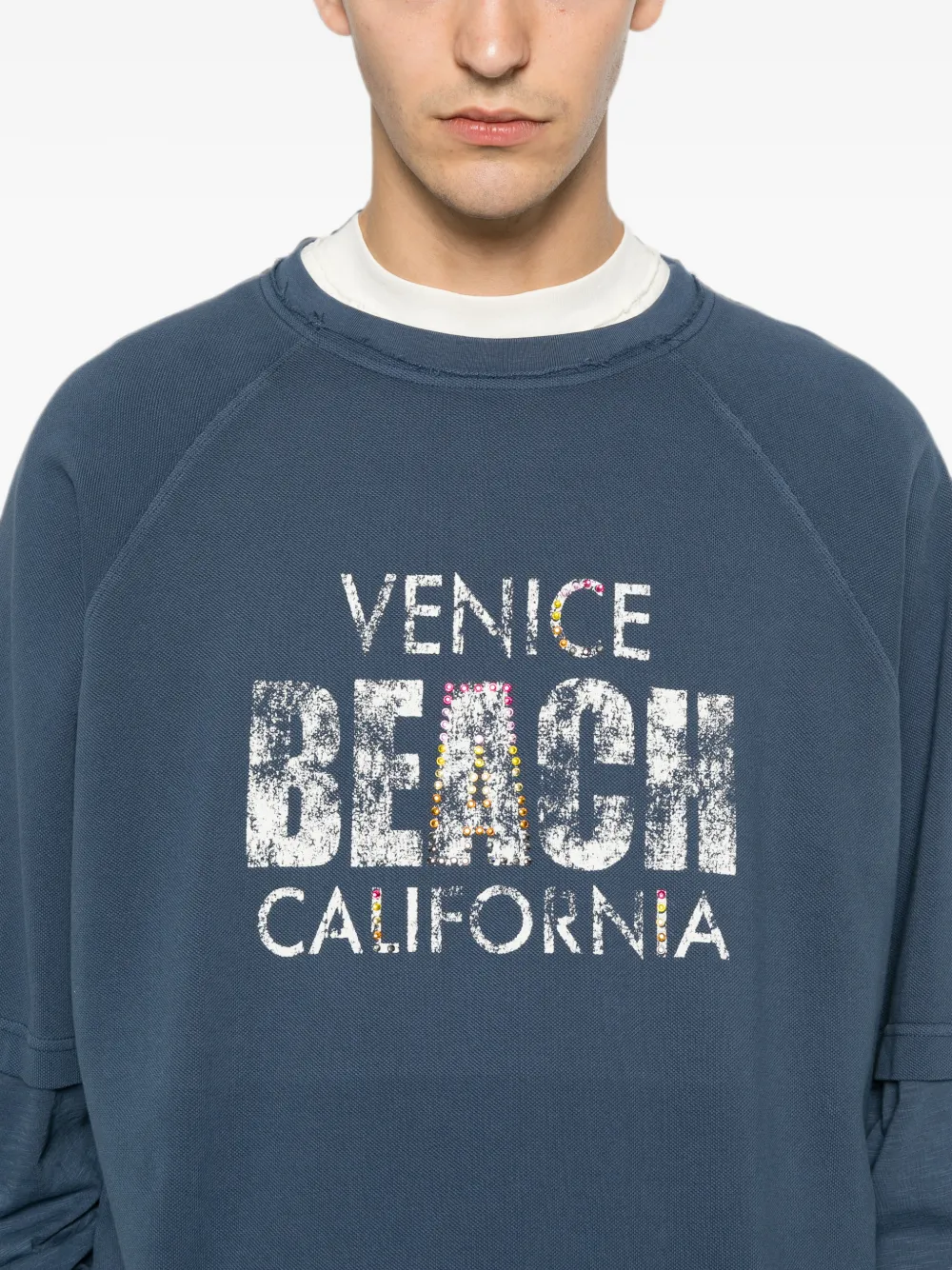 Palm Angels T-shirt met tekst Blauw