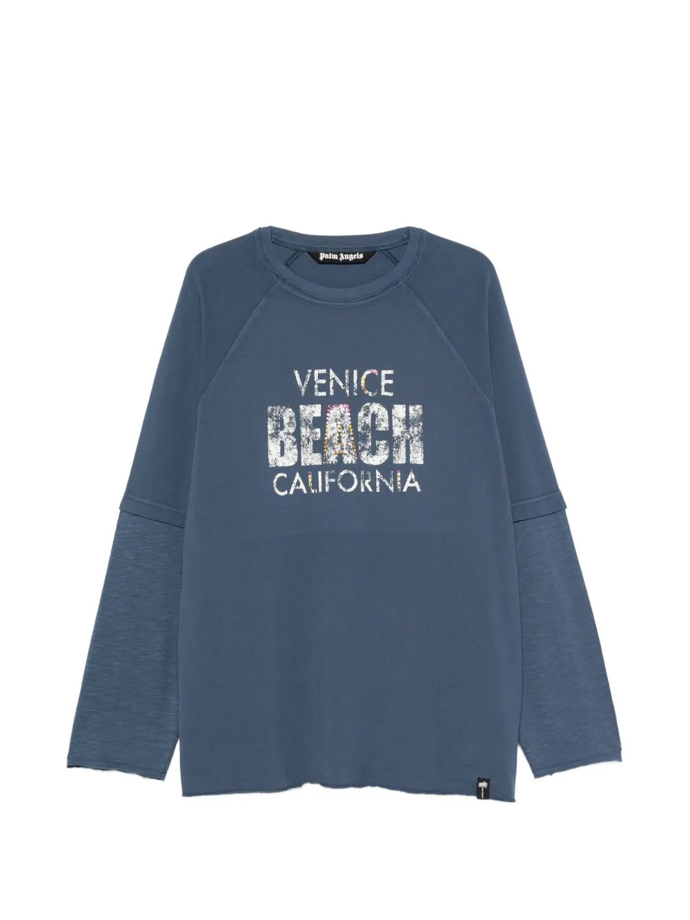 Palm Angels slogan-print raglan-sleeve T-shirt - Blau