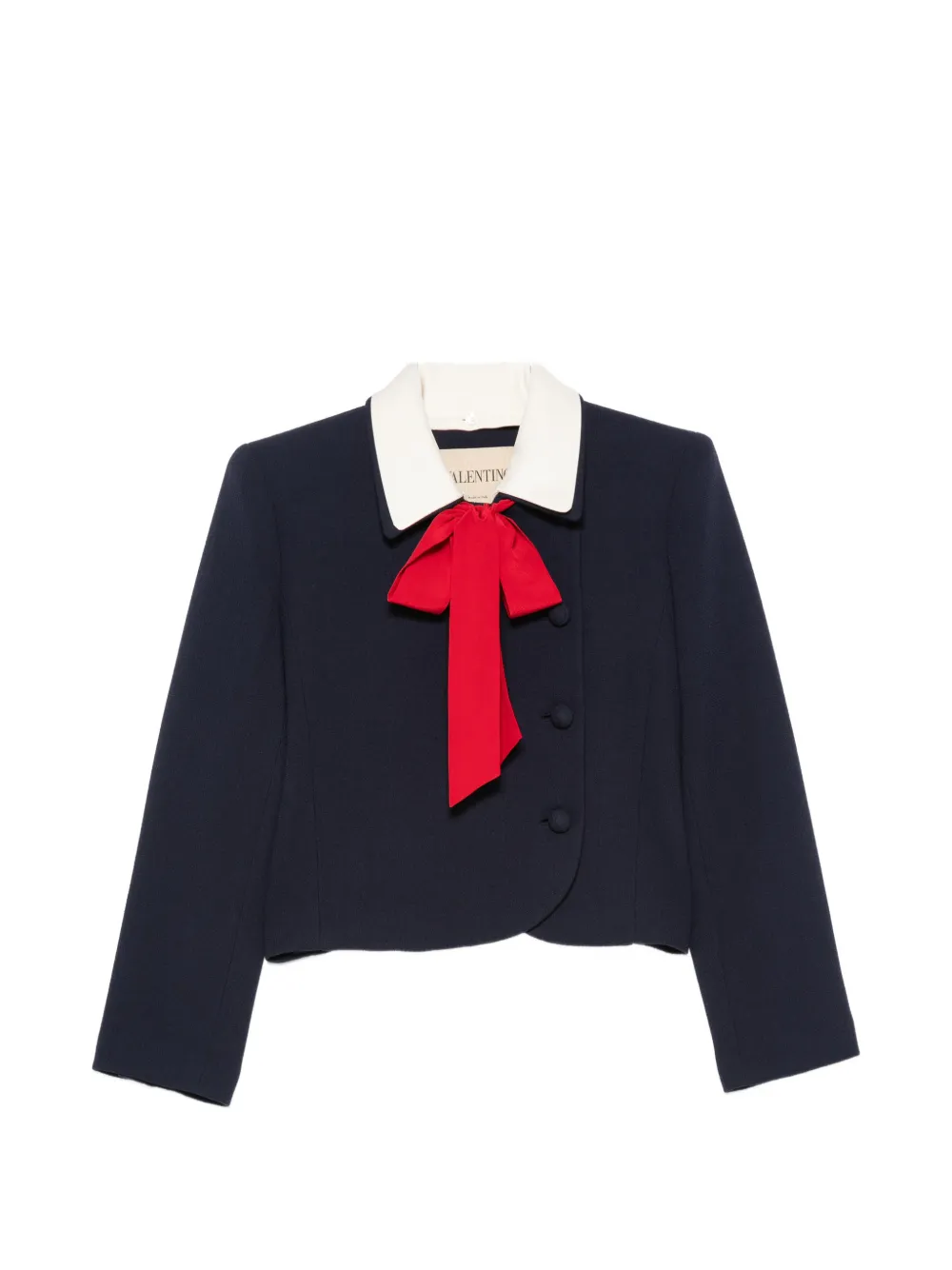 Valentino Garavani bow-detail cropped jacket - Blu