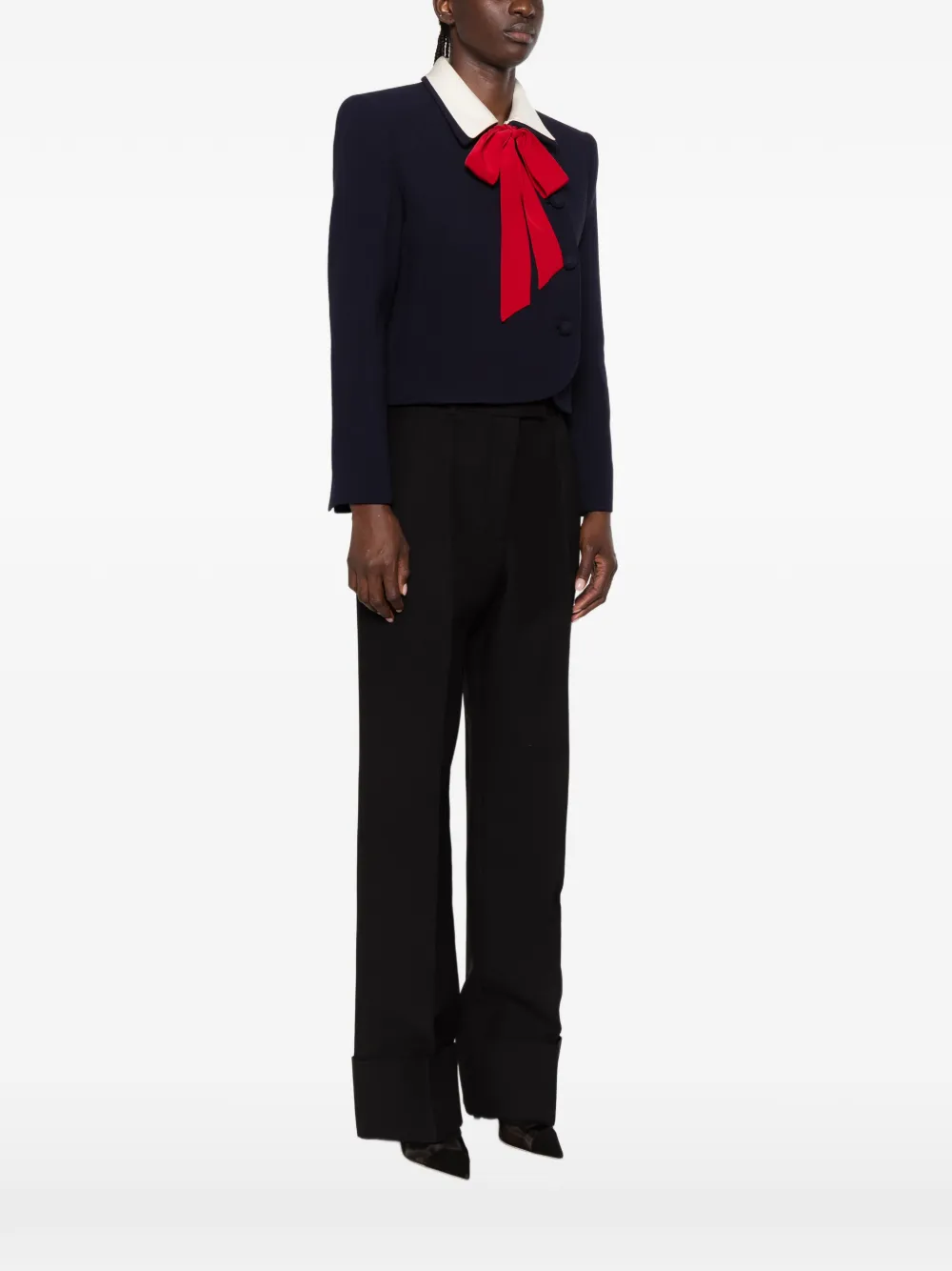 Valentino Garavani Slim-fit blazer met sjaaldetail Blauw