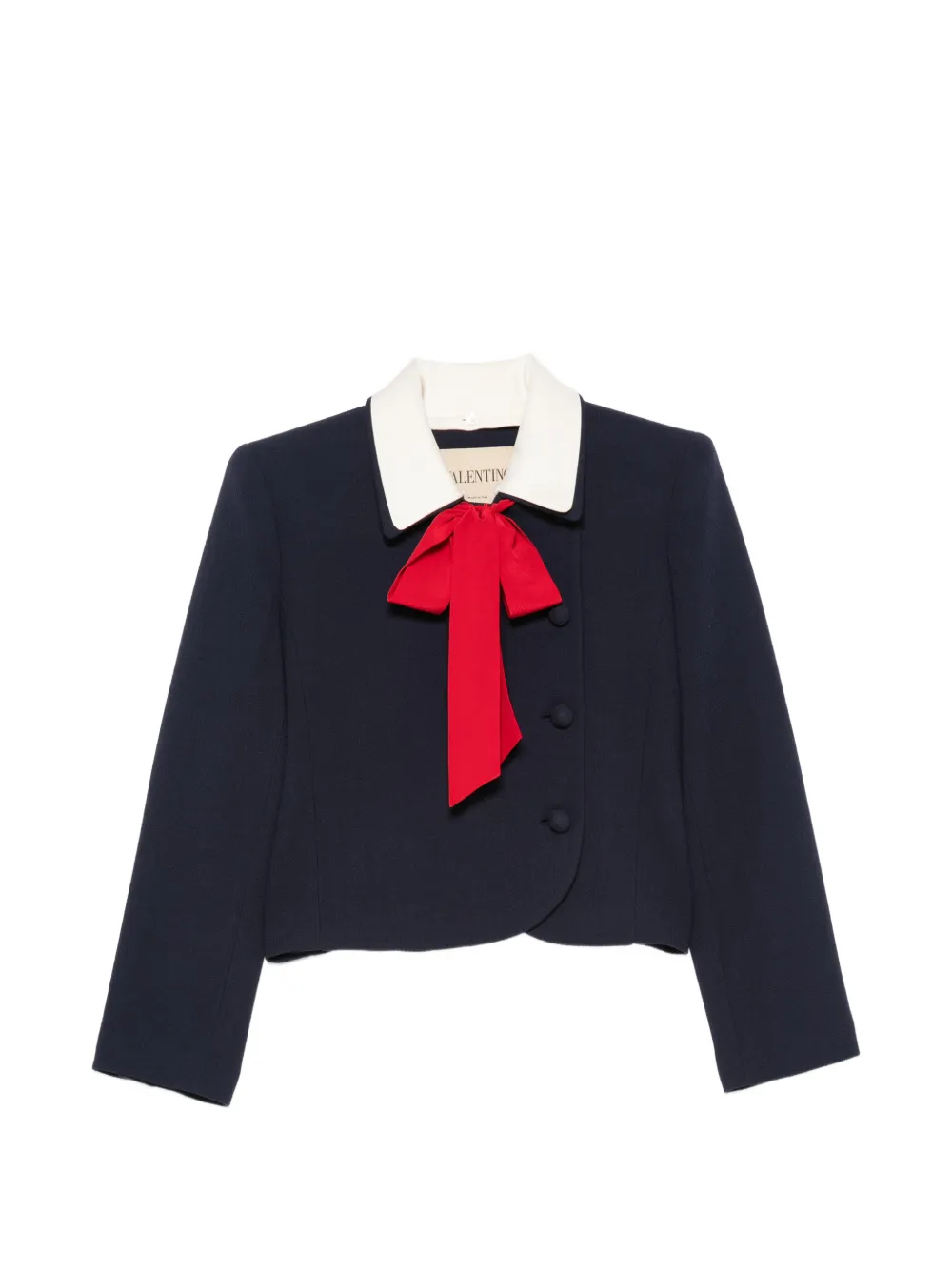 Valentino Garavani bow-detail cropped jacket - Blu