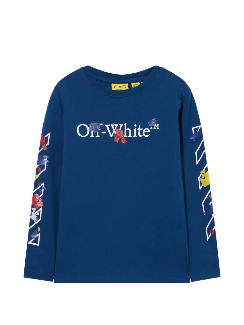 Off-White Kids logo-print long-sleeve T-shirt - Blu