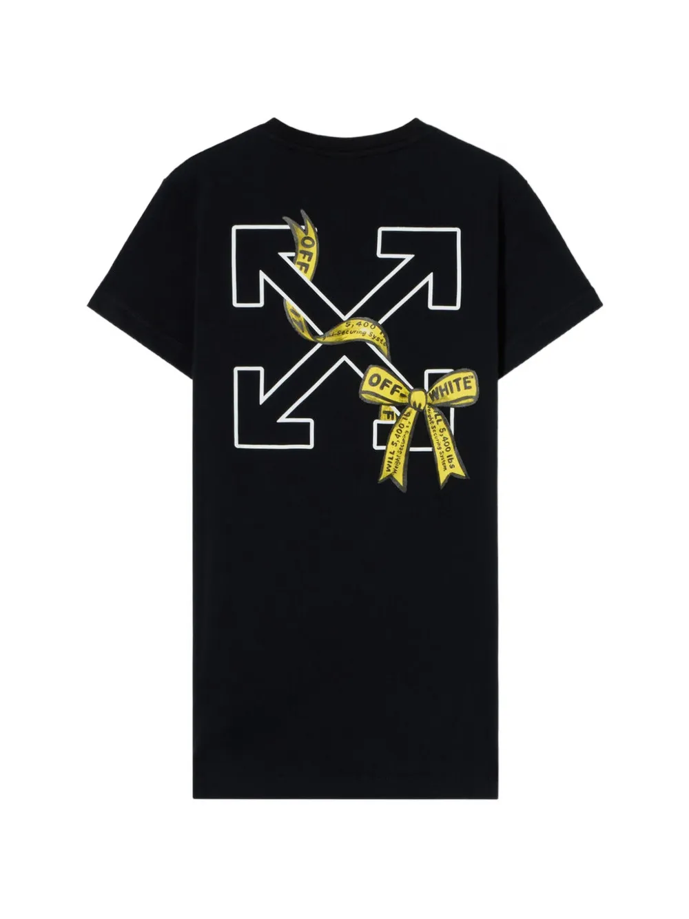 Off-White Kids Industrial Logo bow T-shirt dress Zwart