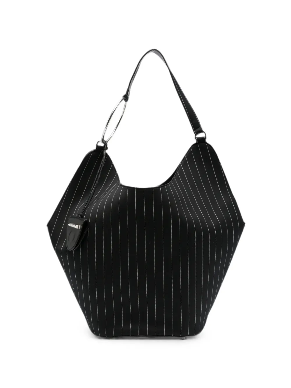 DONDUP pinstripe-pattern ring-handle tote bag - Black